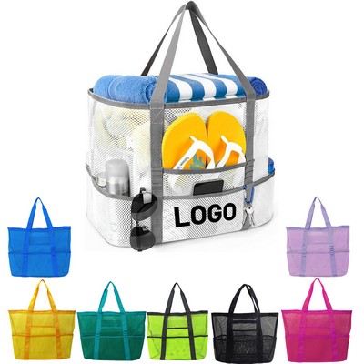 8 Pocket Hollow Mesh Beach Bag