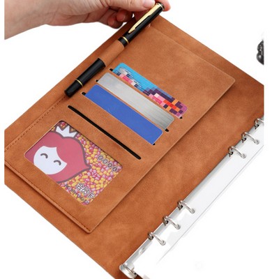 A5 PU Thickened Strap Loose Leaf Suede Notebook