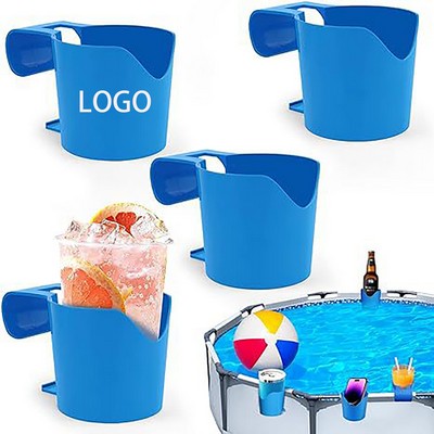 Portable Blue Plastic Poolside Cup Holder