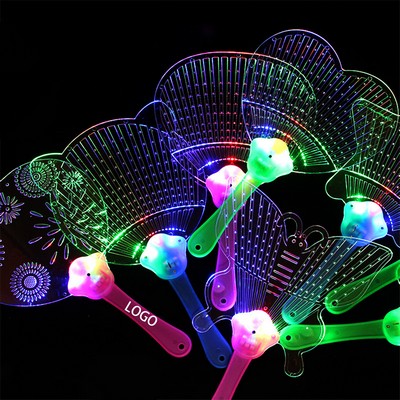 Led Light-Up Flashing Multi-Color Flat Hand Fans