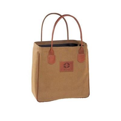 Coors Tote Bag w/Pinched Leather Handles (18 Oz. Natural Canvas)