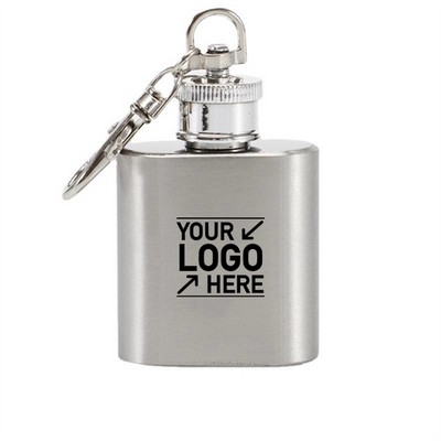 1oz Portable and Convenient Stainless Steel Flask with Keychain