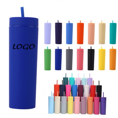 16Oz Double Wall Plastic Skinny Tumblers