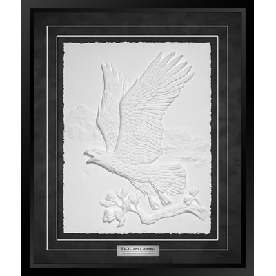 Majestic Flight (Black/Black) - Cast Paper Sculptured Art - Shadowbox Plaque 22"x26"