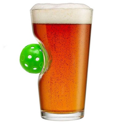 Pickleball Embedded Pint Glass