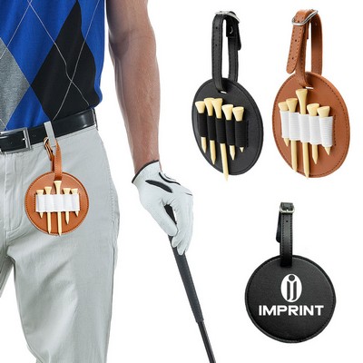 Leather Golf Tees Holder With 5 Pcs Wooden Golf Tees