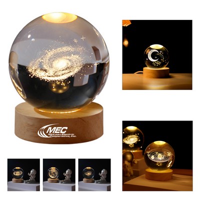 3D Engraved Crystal Galaxy Night Light