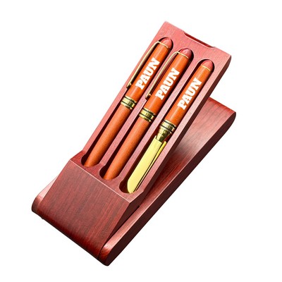 Premade Wooden Pen Set - Terrific Timber-1 Ballpoint Pen, Lead Pencil & Letter Opener