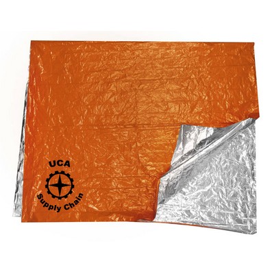 83"x 51" Orange Heavy Duty Emergency Aluminized Blanket, Tear Resistant