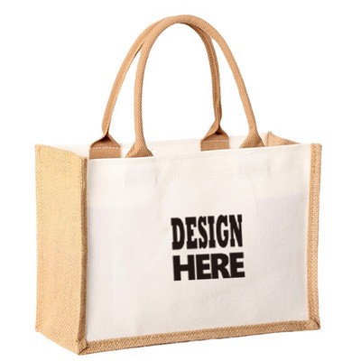 Jute Cotton Tote W/ Webbing Handle