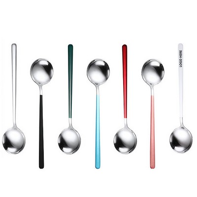 7.67 Inch Dual Color Silver Spoon With Round Head