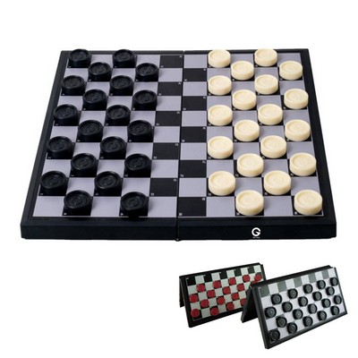 12.4" Checkers Folding Wooden Game Set