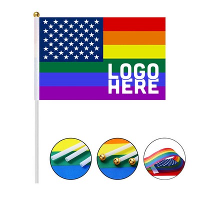 U.S. Rainbow Stick Flags