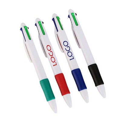 4-in-1 Plastic Multicolor Assorted Inks Plunger-Action Ballpoint Pens