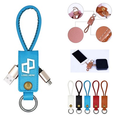 Leather Key Chain Data Cable