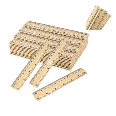 Single Sided Double Scale Wooden Ruler