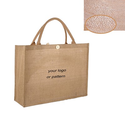 Market Jute Burlap Tote Bag