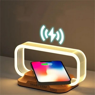 Wireless Charging Wooden Bedside Lamp with USB Port