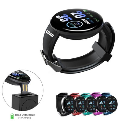 Round Fitness Tracker Watch w/Detachable USB Charger