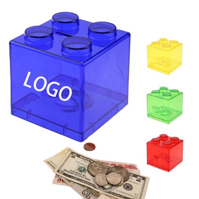 Transparent Plastic Building Block Piggy Bank