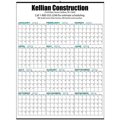 19"x25" Year At A Glance Wall Calendar w/Memo Space