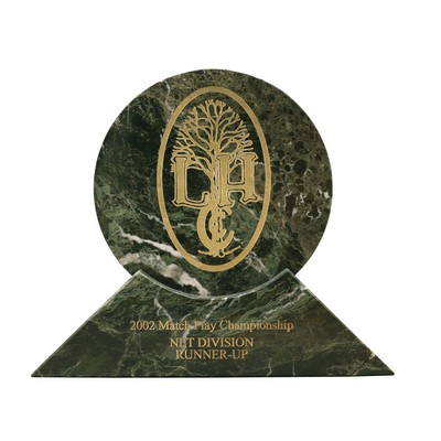 Medium Jade Leaf Green Marble Disk Award