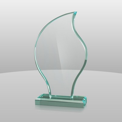 Jade Green Flame Shape Award (7 3/4"x5"x2")