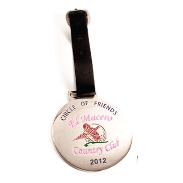 Luxury Golf Bag Tag w/Leather Strap (2 1/2")