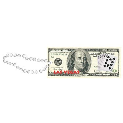 Las Vegas Royal Flush $100 Bill Key Chain w/ Black Back (2 Square Inch)