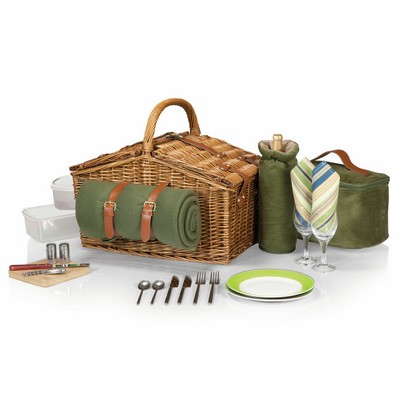 Somerset Double Lid Deluxe Picnic Basket w/Service for 2