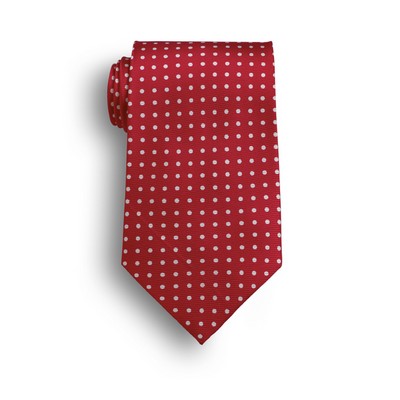 Red Newport Polka Dot Wet Dyed Silk Tie