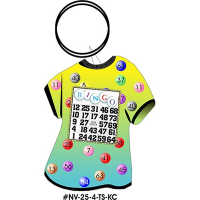 Bingo Card T-Shirt Key Chain w/Clear Mirrored Back (4 Square Inch)