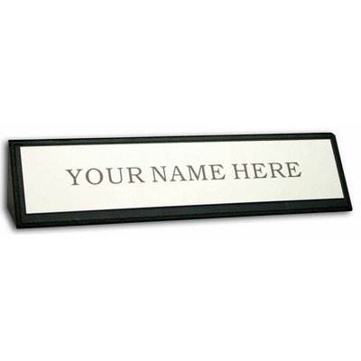 Classic Black Leather Nameplate