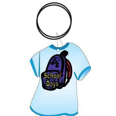 School Days Backpack T Shirt Keychain w/Mirrored Back (4 Square Inch)