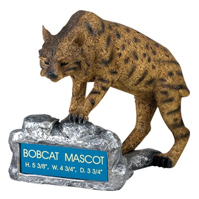 Bobcat Mascot Trophy w/Engraving Plate