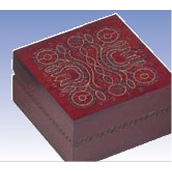 Traditional Square Wood Box w/Carved Flower Pattern (4 1/2"x4 1/2"x2 5/8")