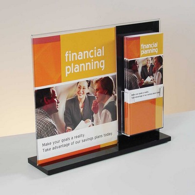 1-Sided Black Acrylic Sign Holder w/Brochure Pocket