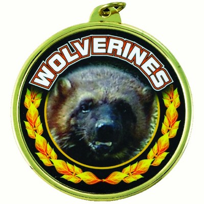 2¼" TM Series Academic Medal w/Wolverines Mascot Mylar Insert