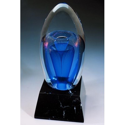 Blue Rainbow Fountain Sculpture w/ Marble Base (3.75"x8.75")