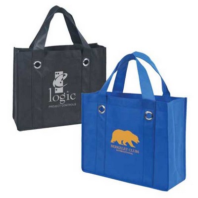 Petite Non-Woven Tote Bag w/ Metal Ring Reinforcement on Straps