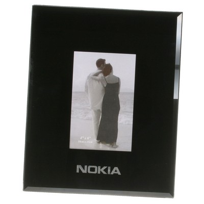 Tinted Black Glass Photo Frame w/Black Velvet Backing (4"x6")