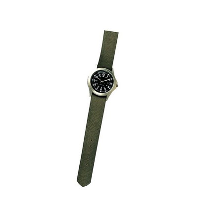 Military Style Quartz Watch w/Olive Drab Strap