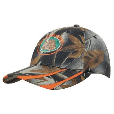 Leaf Print Camouflage Cap w/Laminated Two-Tone Visor (Embroidered)