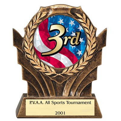 4 1/4" Resin Award w/ Wreath - 2" Epoxy Dome Insert (1st)