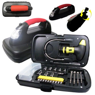 28 Piece Tool Kit/ Crank / Self Charging LED Flashlight