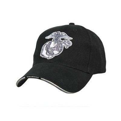 Deluxe Black USMC Globe & Anchor Cap