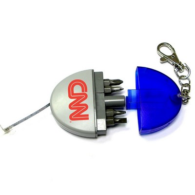 Mini Screwdriver & Tape Measure Tool Kit w/Lobster Keychain