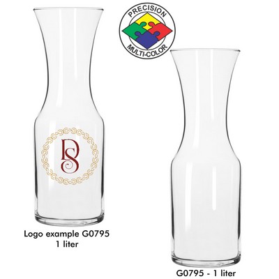 1 Liter Glass Flared Carafe/Decanter - Dishwasher Resistant - Precision Spot Color