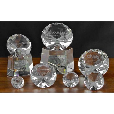 5" Faceted Crystal Diamond Award w/Attached Base