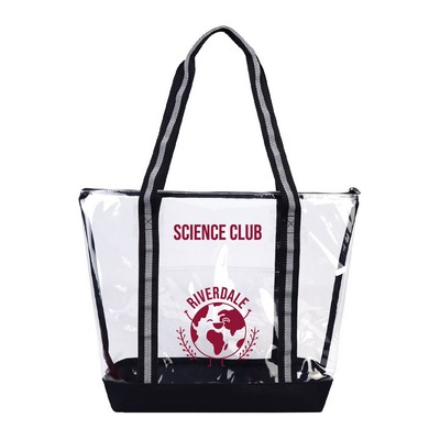 25C TPU 600D Polyester Reusable Clear Tote Bag w/ Handles & Zipper